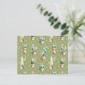 Desert Bloom Step | Green Pattern Postkarte (Stehend Vorderseite)