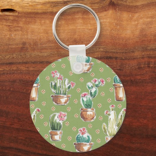 Desert Bloom Step | Green Pattern Schlüsselanhänger (Vorderseite)