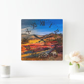 Desert Bloom, von Gary Poling Quadratische Wanduhr (Zuhause)