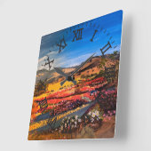 Desert Bloom, von Gary Poling Quadratische Wanduhr (Winkel)
