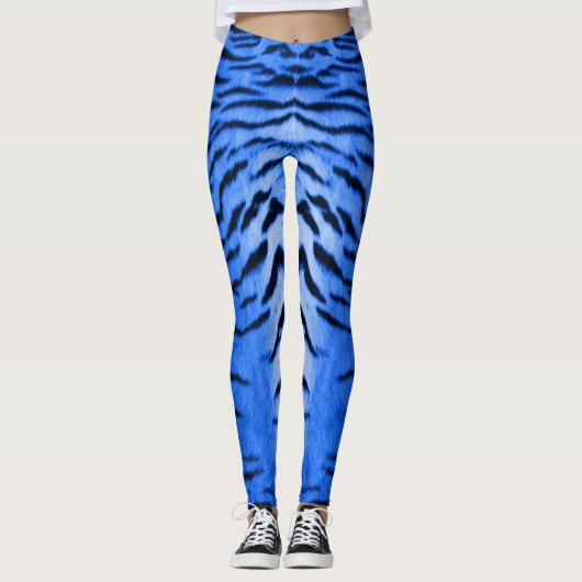 Desert Blue Tiger Skin Print Leggings (Vorderseite)