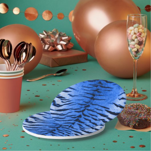 Desert Blue Tiger Skin Print Pappteller (Multi)