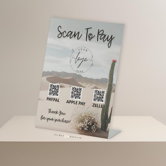 Desert | Boho | ästhetisch | QR-Code | Zahlungszei Sockelschild