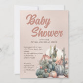 Desert Boho Chic Cactus Terracotta Baby Shower Einladung (Vorderseite)