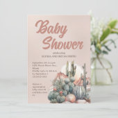 Desert Boho Chic Cactus Terracotta Baby Shower Einladung (Stehend Vorderseite)