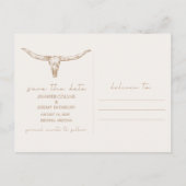 Desert Boho Cow Skull Wedding Save the Date Ankündigungspostkarte (Rückseite)