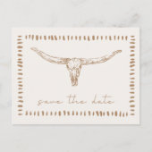 Desert Boho Cow Skull Wedding Save the Date Ankündigungspostkarte (Vorderseite)