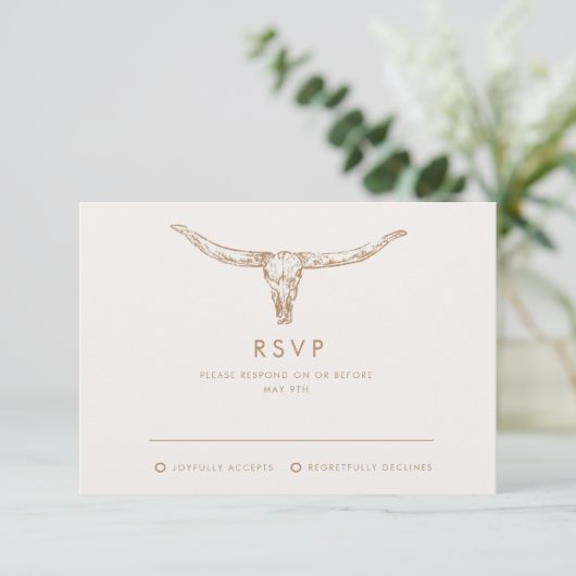 Desert Boho Cowboy Wedding RSVP Karte (Stehend Vorderseite)