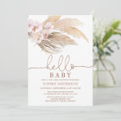 Desert Boho Pampas Grass Baby Dusche Einladung (Stehend Vorderseite)