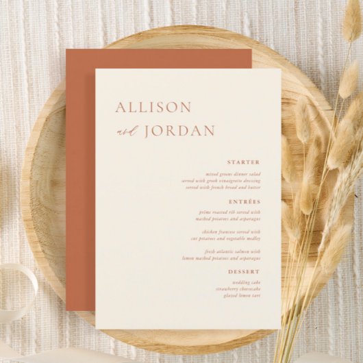 Desert Boho Simple Wedding Menu Cards Menükarte