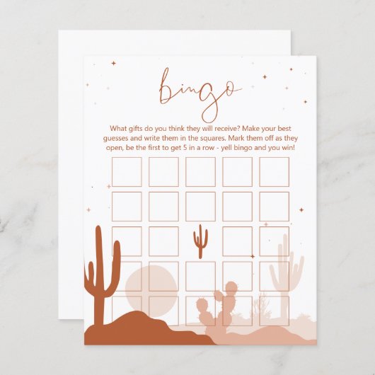 Desert Bridal Bingo Card (Vorne/Hinten)