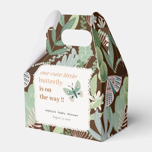 Desert Brown Retro Butterfly Garden Baby Dusche Geschenkschachtel (Vorderseite)