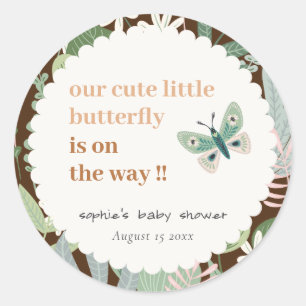 Desert Brown Retro Butterfly Garden Baby Dusche Runder Aufkleber