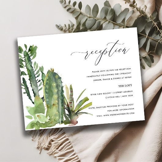 DESERT CACTI FOLIAGE WATERCOLOR WEDING RECEPTION BEGLEITKARTE