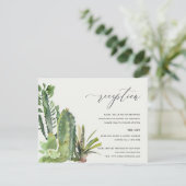 DESERT CACTI FOLIAGE WATERCOLOR WEDING RECEPTION BEGLEITKARTE (Stehend Vorderseite)