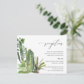 DESERT CACTI FOLIAGE WATERCOLOR WEDING RECEPTION BEGLEITKARTE (Stehend Vorderseite)