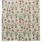 Desert Cacti Succulent Seamless Pattern Duschvorhang (Vorderseite)