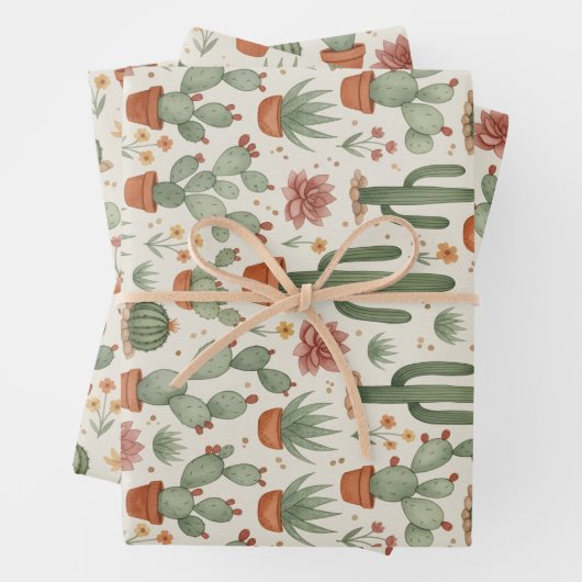 Desert Cacti Succulent Seamless Pattern Geschenkpapier Set (Beispiel)