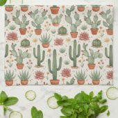Desert Cacti Succulent Seamless Pattern Geschirrtuch (Gefaltet)