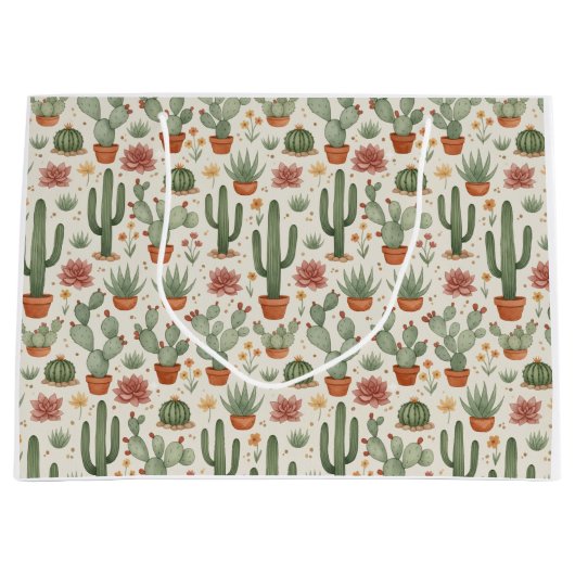 Desert Cacti Succulent Seamless Pattern Große Geschenktüte (Vorderseite)