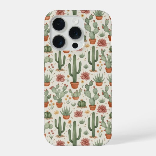 Desert Cacti Succulent Seamless Pattern iPhone Hülle (Rückseite)