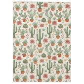 Desert Cacti Succulent Seamless Pattern Klemmbrett (Rückseite)