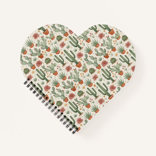 Desert Cacti Succulent Seamless Pattern Notizblock (Vorderseite)
