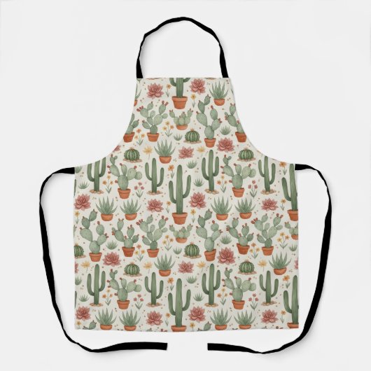 Desert Cacti Succulent Seamless Pattern Schürze (Vorderseite)