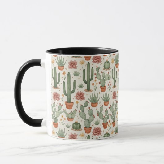 Desert Cacti Succulent Seamless Pattern Tasse (Links)