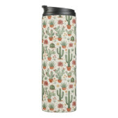 Desert Cacti Succulent Seamless Pattern Thermosbecher (Nach rechts gedreht)