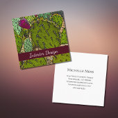 Desert Cactus Abstrakt Botanical Interior Designer Quadratische Visitenkarte
