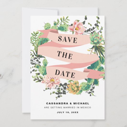 Desert Cactus Bloom | Happy Ever After Save The Date (Vorderseite)