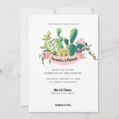 Desert Cactus Bloom Wedding Einladung (Vorderseite)