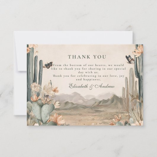 Desert Cactus Boho Wedding Dankeskarte (Vorderseite)