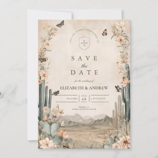 Desert Cactus Boho Wedding Save The Date (Vorderseite)