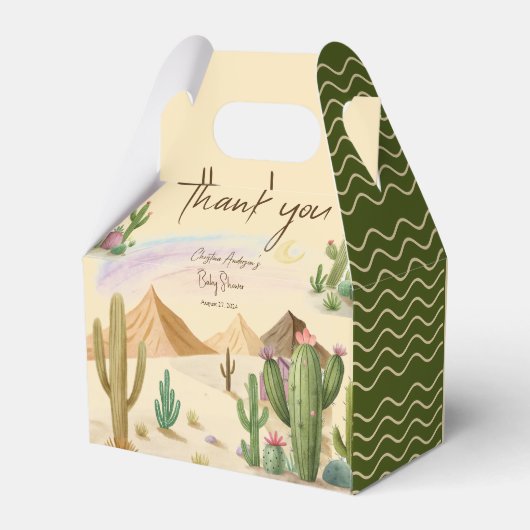 Desert Cactus Danke Boho Arch Bbaby Shower Geschenkschachtel (Rückseite)