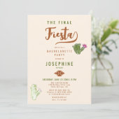 Desert Cactus Final Fiesta Rust Junggeselinnen-Abs Einladung (Stehend Vorderseite)