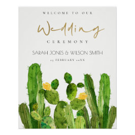 DESERT CACTUS FLORAL GARDEN WICOME WEDING SIGNS POSTER