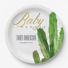 DESERT CACTUS FOLIAGE WATERCOLOR BABY SHOWER PAPPTELLER