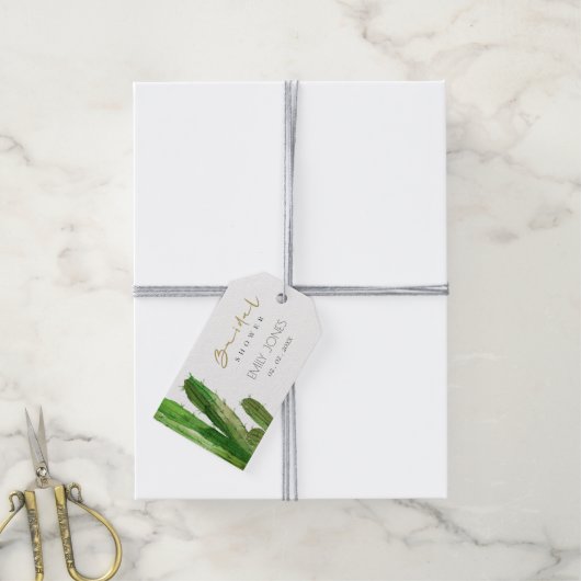 DESERT CACTUS FOLIAGE WATERCOLOR BRAUTPARTY GESCHENKANHÄNGER (Mit Garn)