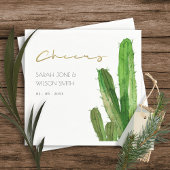 DESERT CACTUS FOLIAGE WATERCOLOR CHEERS WEDDING SERVIETTE