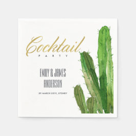DESERT CACTUS FOLIAGE WATERCOLOR COCKTAIL PARTY SERVIETTE