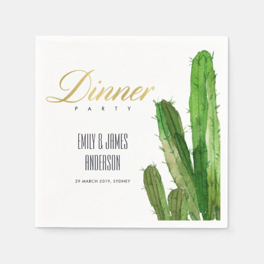 DESERT CACTUS FOLIAGE WATERCOLOR DINNNER PARTY SERVIETTE (Vorderseite)