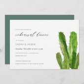 DESERT CACTUS FOLIAGE WATERCOLOR PROBE DINNER EINLADUNG (Vorne/Hinten)