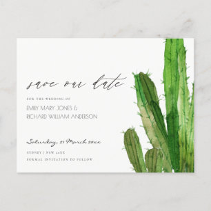 DESERT CACTUS FOLIAGE WATERCOLOR SAVE THE DATE ANKÜNDIGUNGSPOSTKARTE