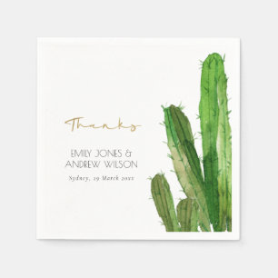 DESERT CACTUS FOLIAGE WATERCOLOR THANK YOU WEDDING SERVIETTE