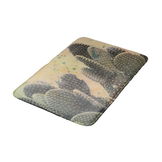 Desert Cactus | Grüner Spritzer Badematte (Schrägansicht)