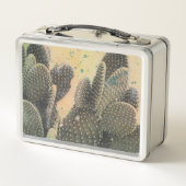 Desert Cactus | Grüner Spritzer Metall Brotdose (Rückseite)