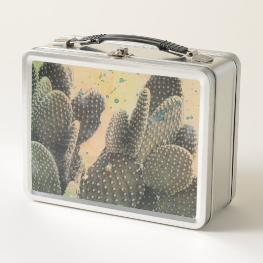 Desert Cactus | Grüner Spritzer Metall Brotdose (Vorderseite)