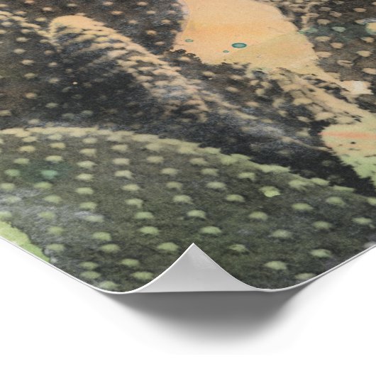 Desert Cactus | Grüner Spritzer Poster (Ecke)
